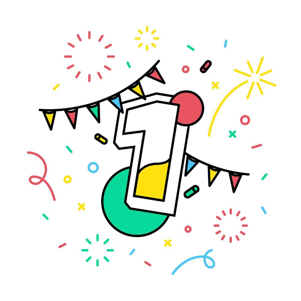 Number 1 with festive theme banner. vector