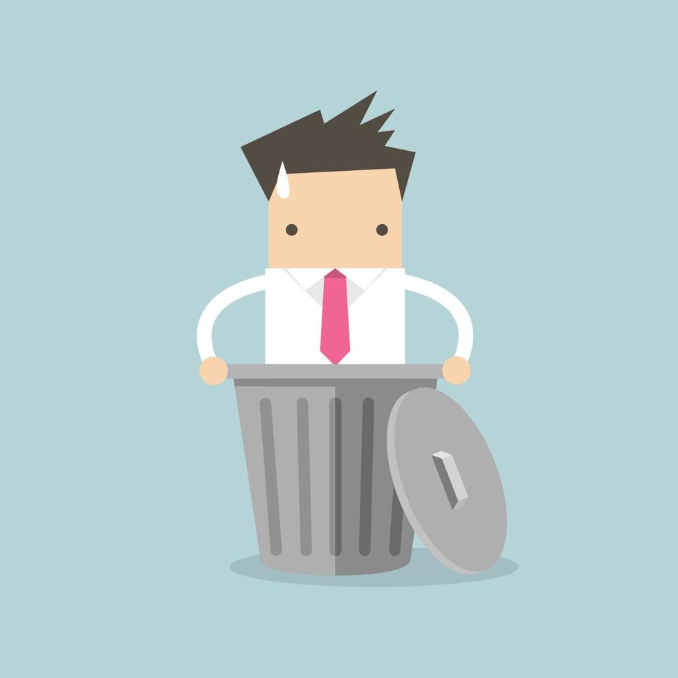 Businessman dropped into trash. vector