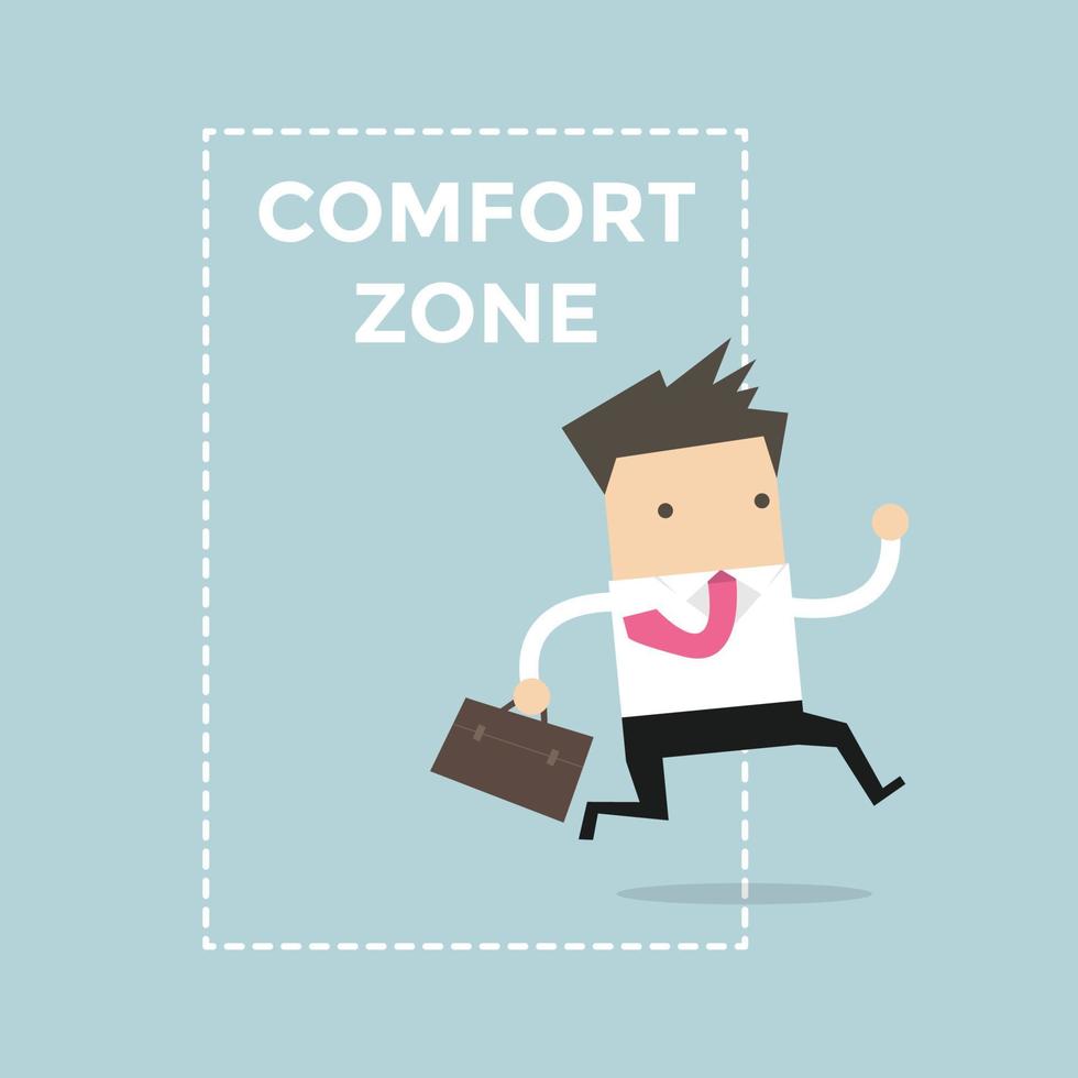 Businessman jumping out of the comfort zone to success. vector