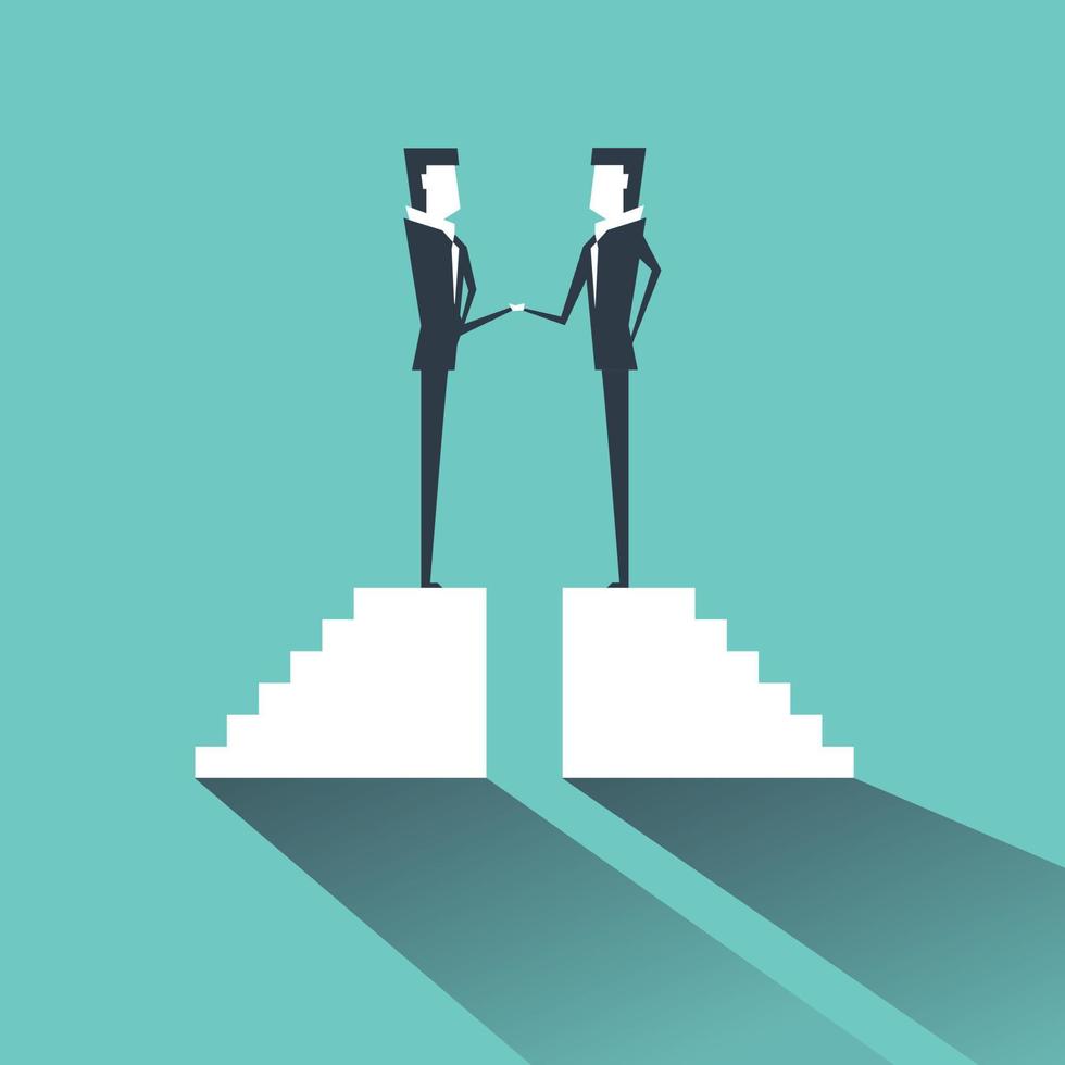 Business deal with two businessmen handshake. Partnership concept. vector