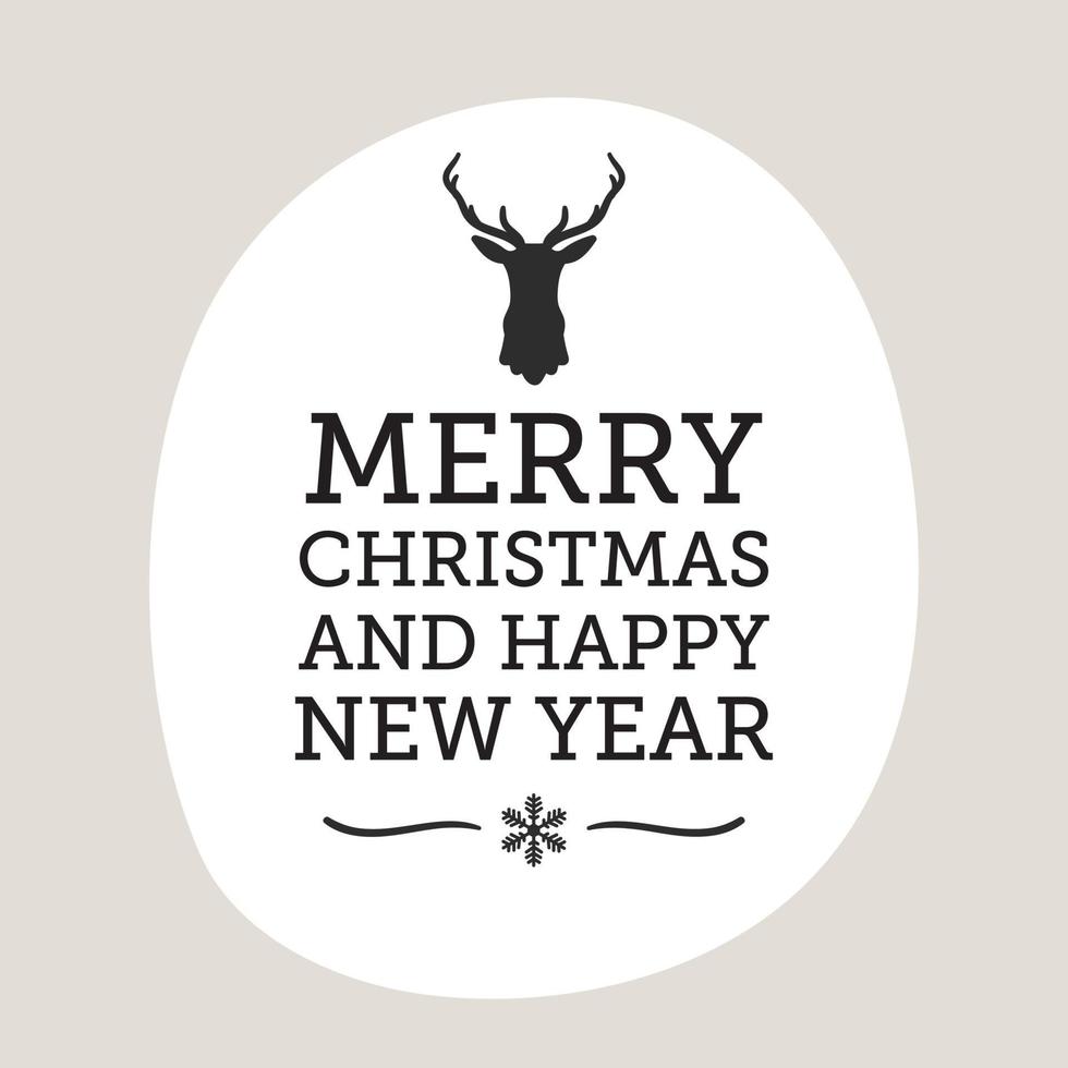 Typographical greeting card. Merry christmas and happy new year. Lettering. vector