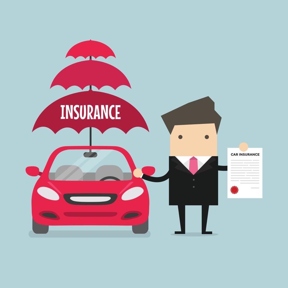 Businessman show car insurance. vector