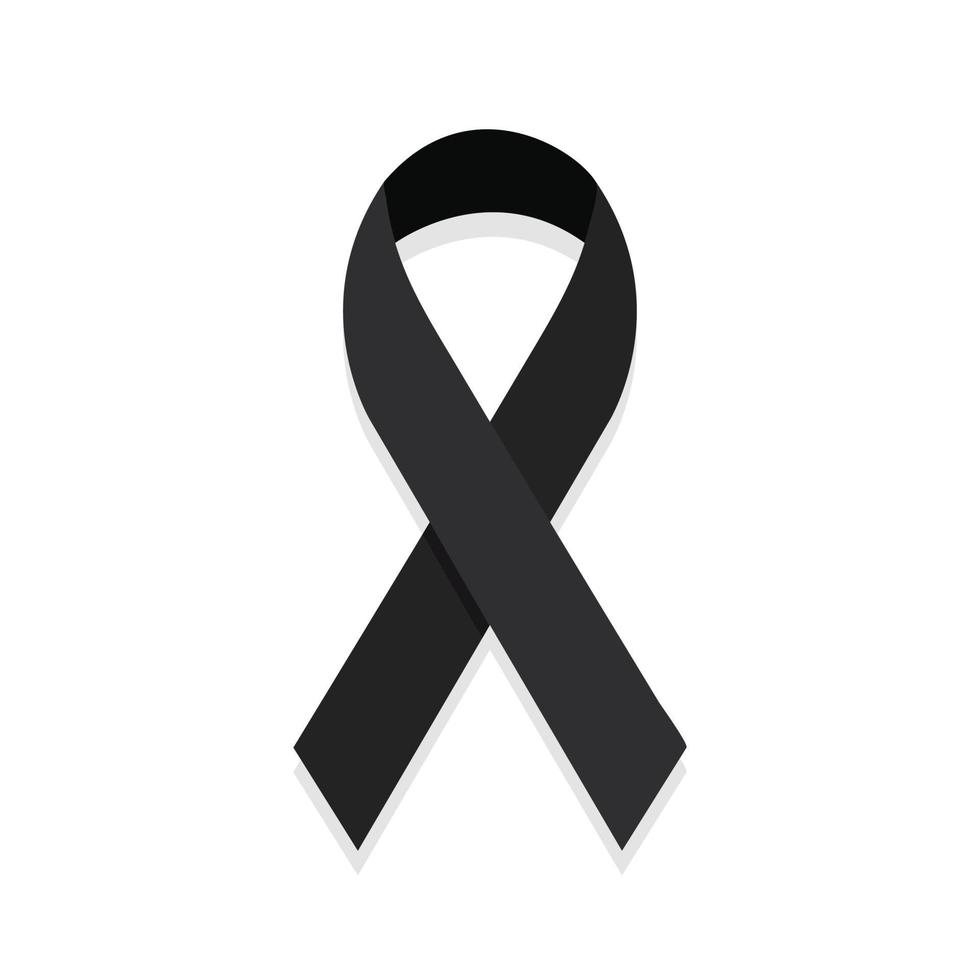 Black ribbon mourning sign. vector