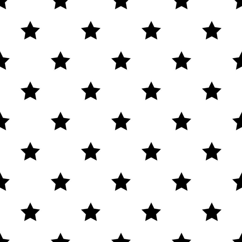 Seamless pattern with black stars on white background. vector
