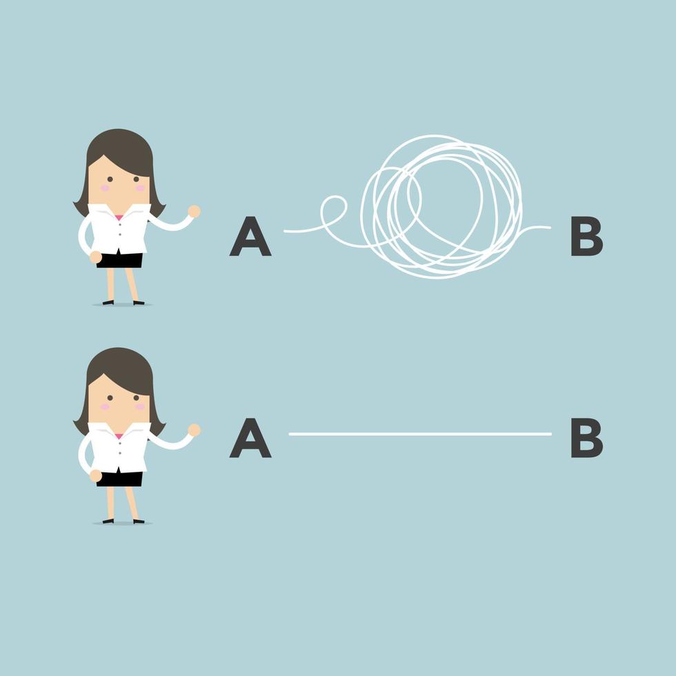 Businesswoman one with clear plans the other with chaotic plans. vector