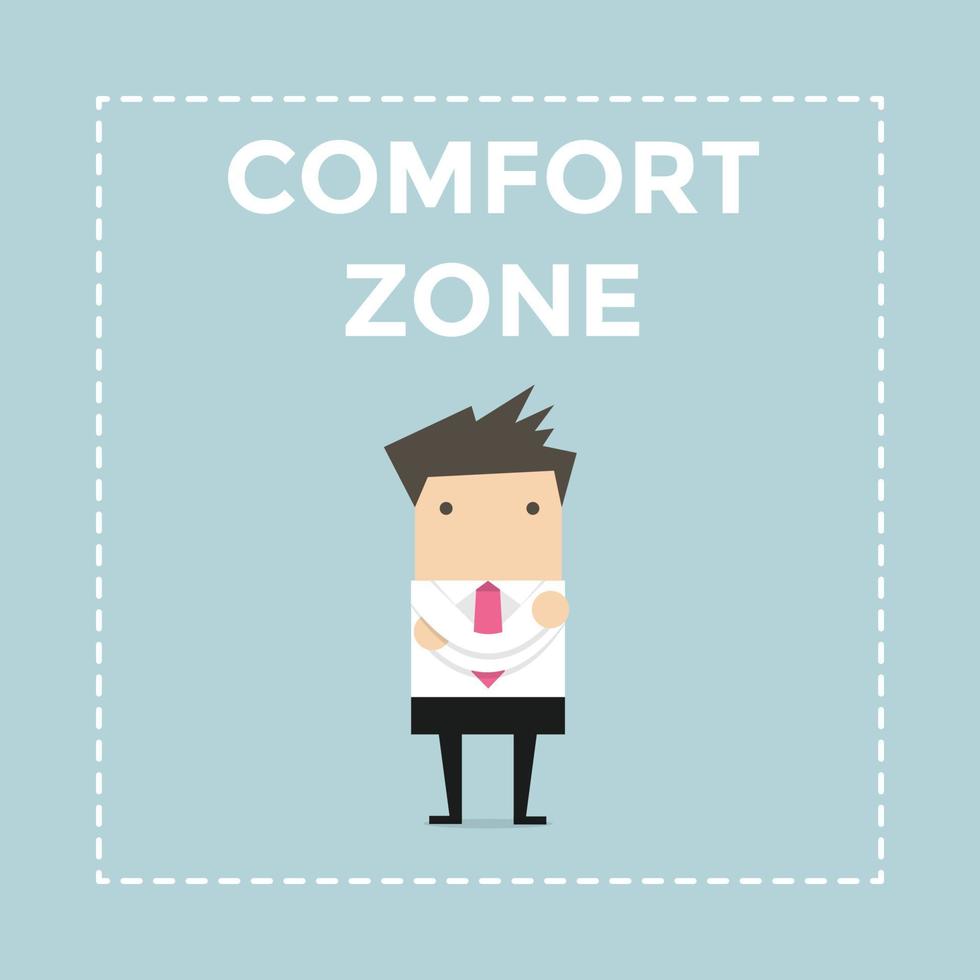 Businessman standing in comfort zone. vector