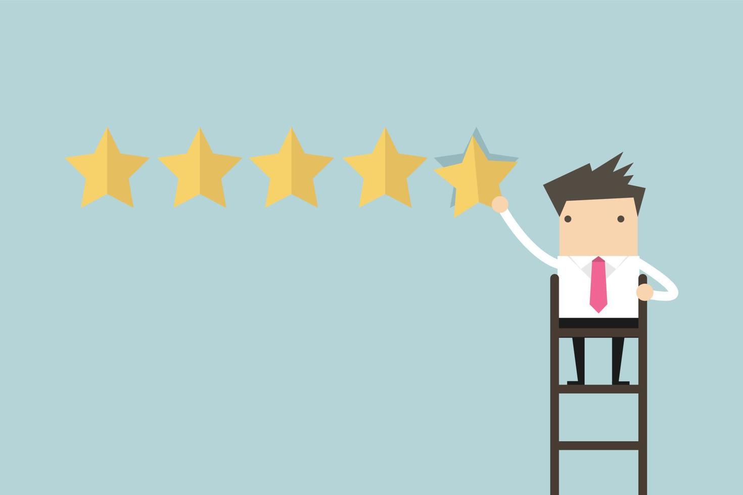Businessman giving five star rating. vector