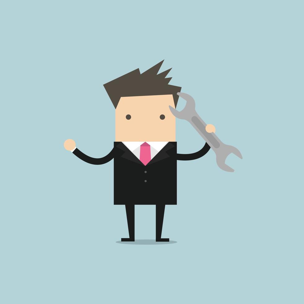 Businessman with a spanner. vector