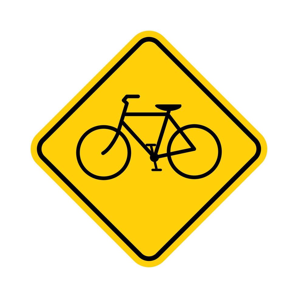 Bicycle traffic warning on white. vector