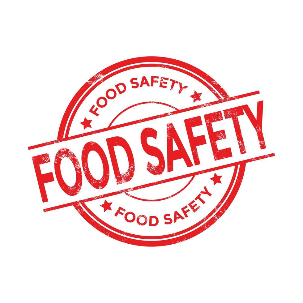 Food safety rubber stamp, vector illustration isolated on white background.
