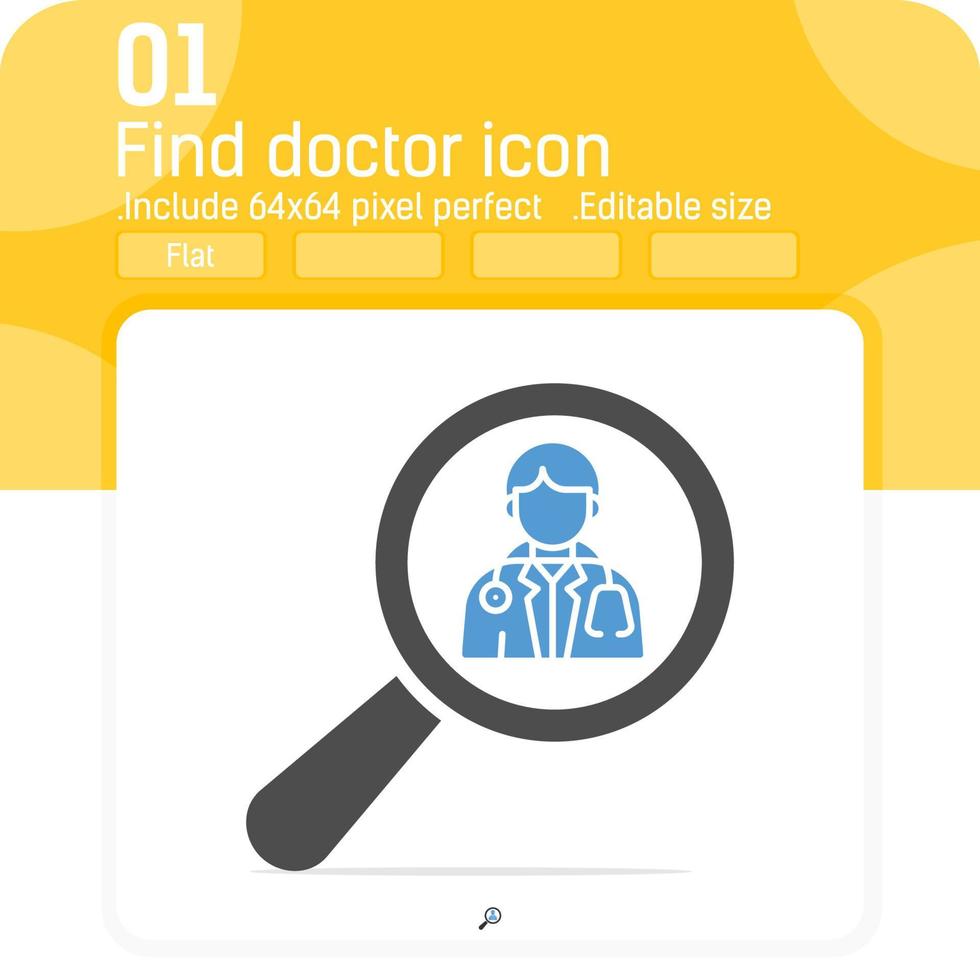 Find doctor icon with flat style isolated on white background. Illustration flat style element thin sign symbol icon for ui, ux, web, healthcare, hospital, job, logo, mobile apps and all project vector