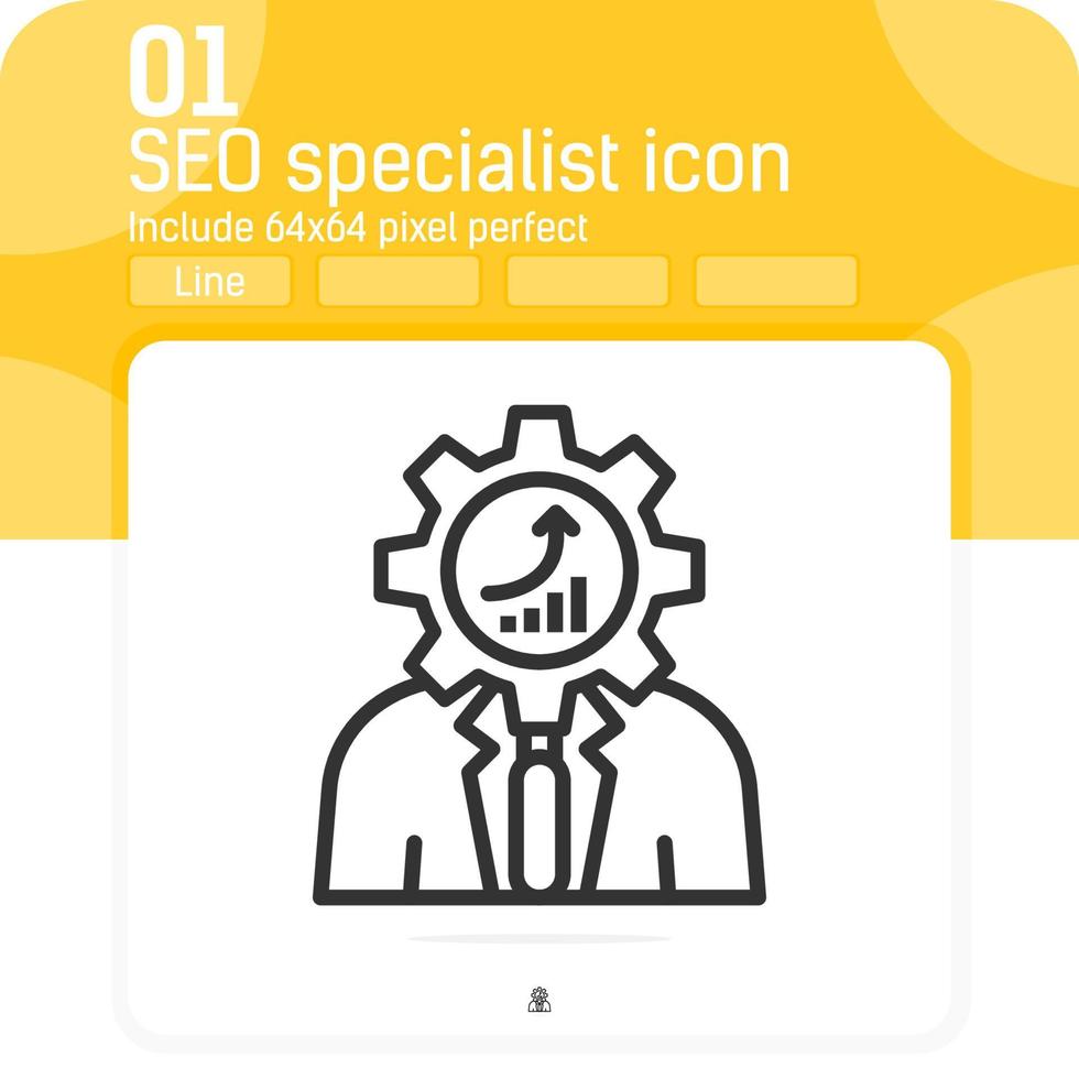 seo specialist icon with outline style isolated on white background. Vector illustration seo specialist sign symbol icon concept for web design, ui, ux, website, logo, online, technology and apps