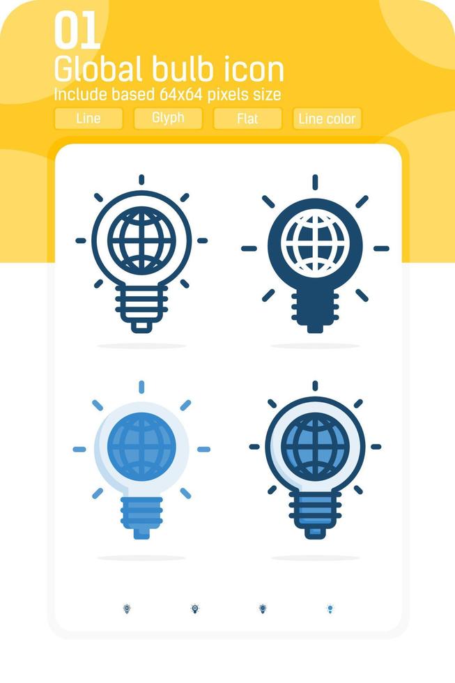 global bulb icon with high quality multiple style isolated on white background. Vector illustration blub sign symbol icon concept for business, ui, ux, website, logo design or mobile application, apps