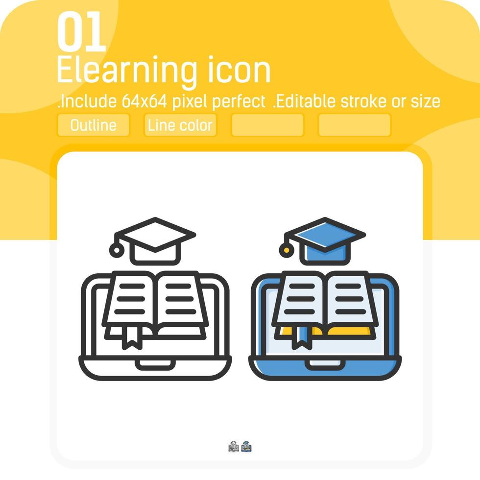 E-Learning vector icon with different style isolated on white background. Graphics illustration trendy element thin icon sign symbol for ui, ux, website, education, logo, mobile apps and all project