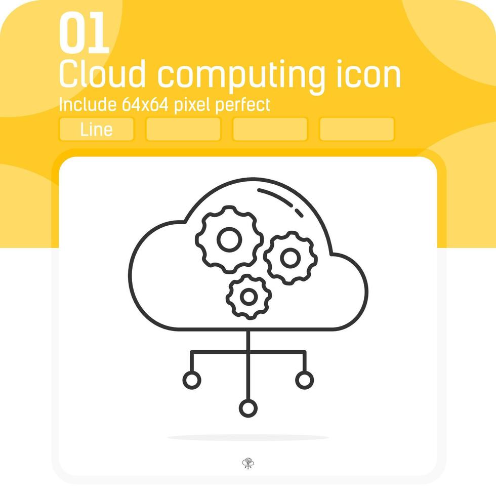 icono del concepto de computación en la nube con estilo de línea aislado sobre fondo blanco. ilustración vectorial icono de símbolo de signo de nube para comunicación digital, internet, negocios, aplicaciones, servidor, tecnología y otros vector