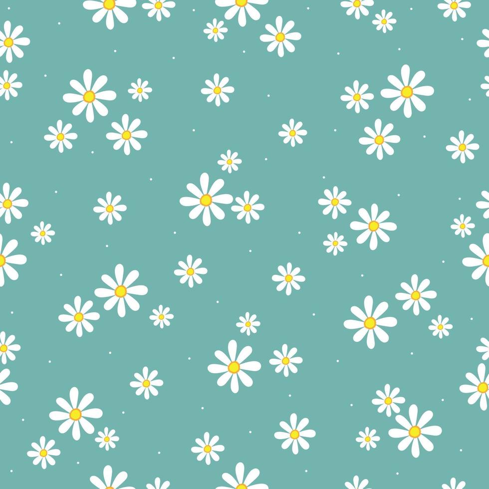 Beautiful seamless patterns Small and large floral background placed randomly distributed on a blue background. The design used for fabric, textile, publication, gift wrapping, vector illustration.