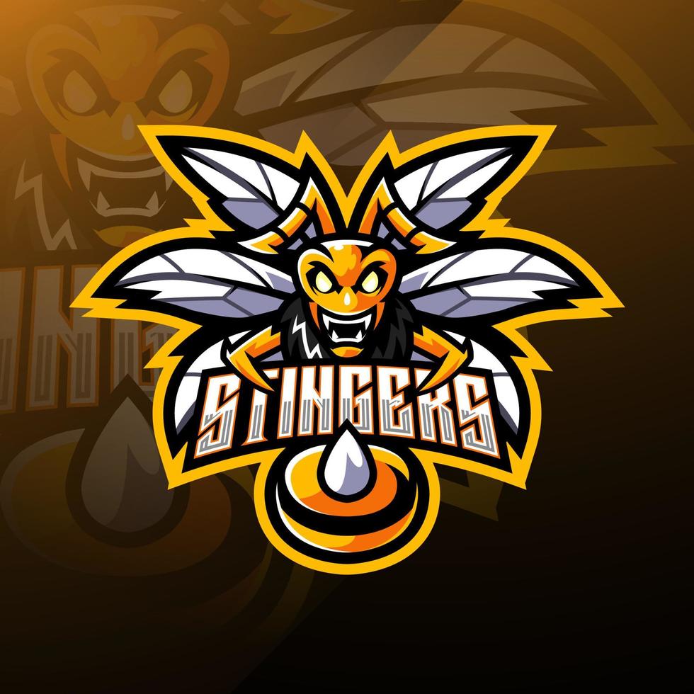 diseño de logotipo de mascota angry bee esport vector