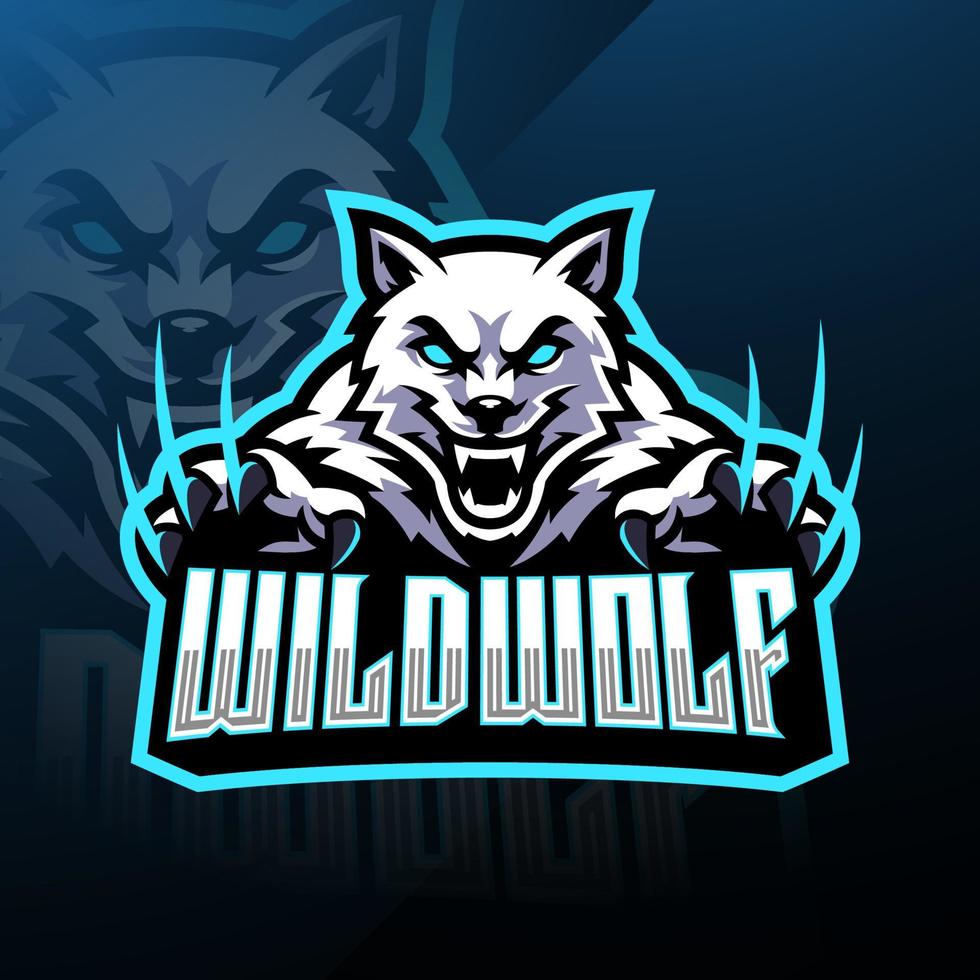 Wild wolf esport mascot logo design vector