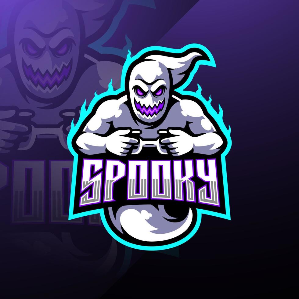 diseño de logotipo de mascota fantasma esport espeluznante vector