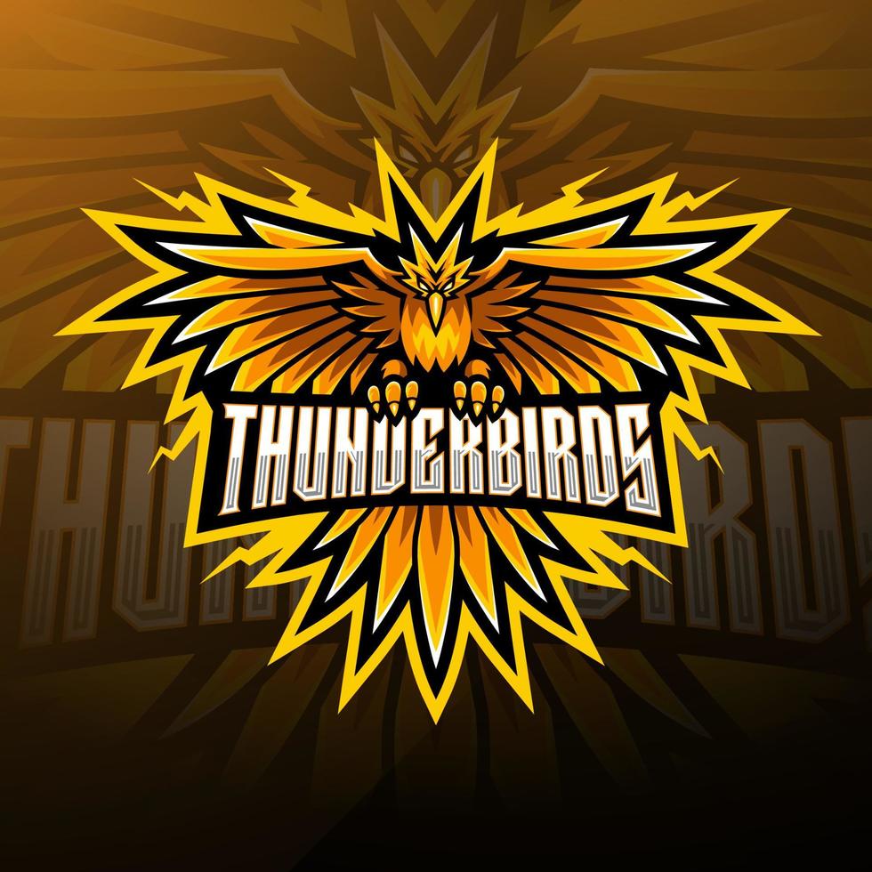 diseño de logotipo de la mascota de thunder birds esport vector