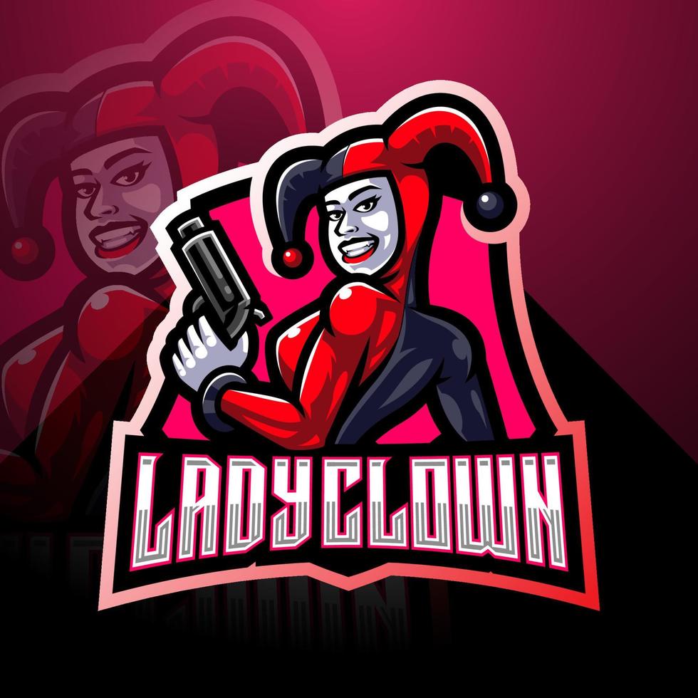 logotipo de la mascota de lady clown esport vector