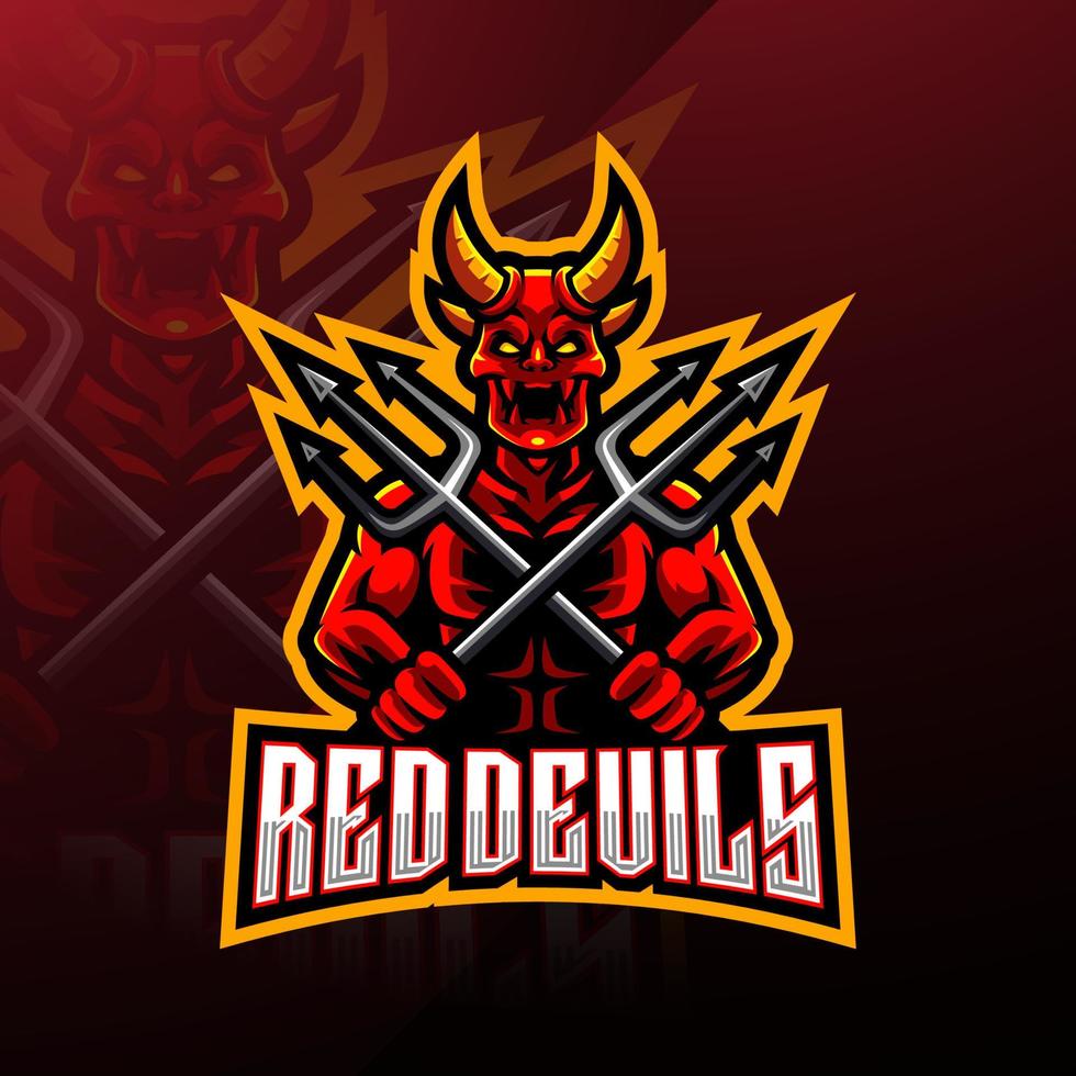 Red devil mascot. esport logo design 11074874 Vector Art at Vecteezy