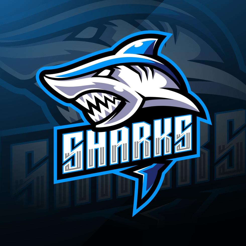diseño de logotipo de mascota de esport de tiburón vector