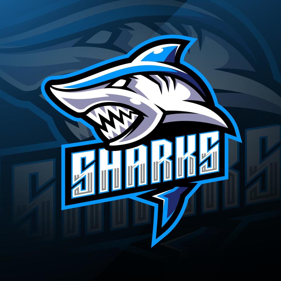 Shark esport mascot logo design vector