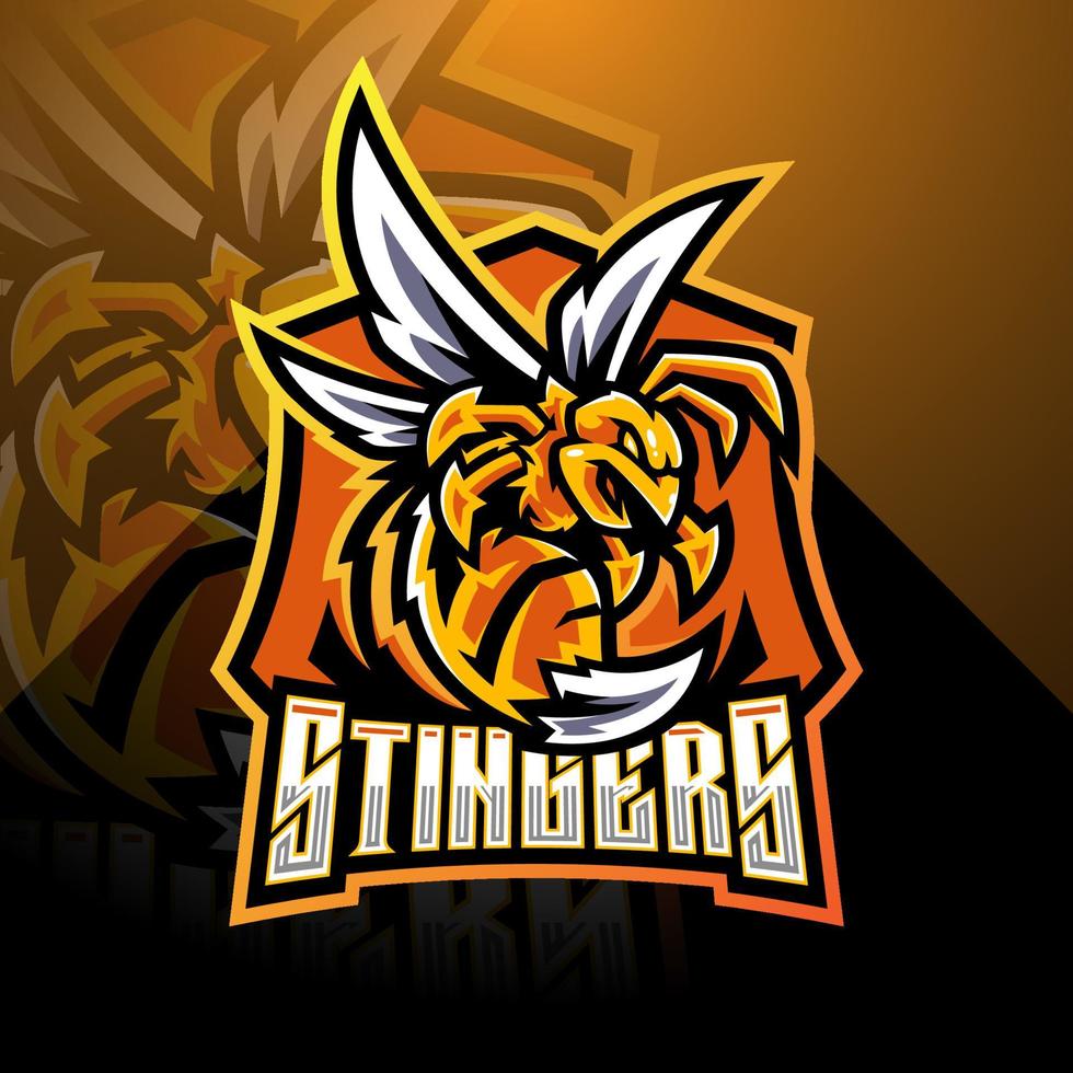 Angry bee esport mascot logo design vector