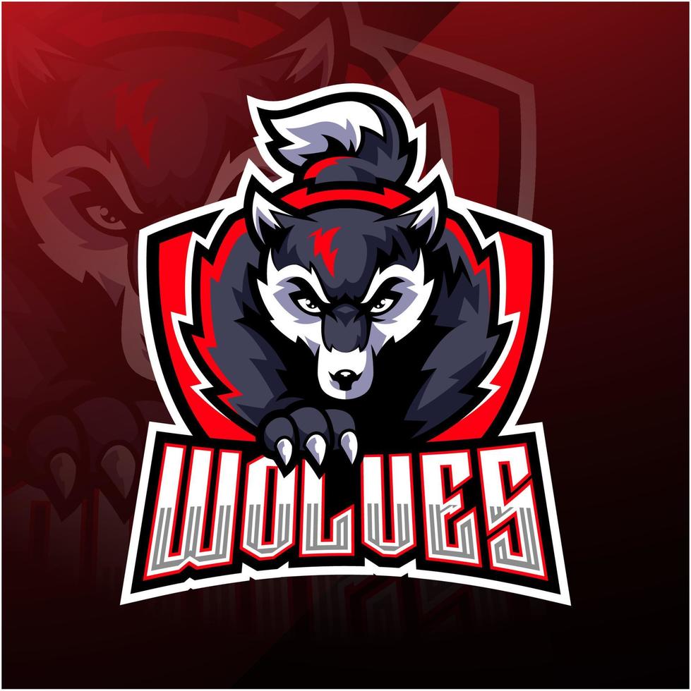 diseño de logotipo de mascota lobo vector