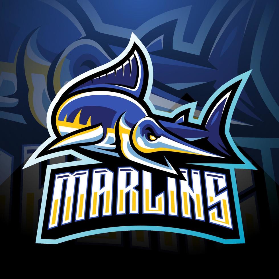 diseño de logotipo de mascota marlin esport vector