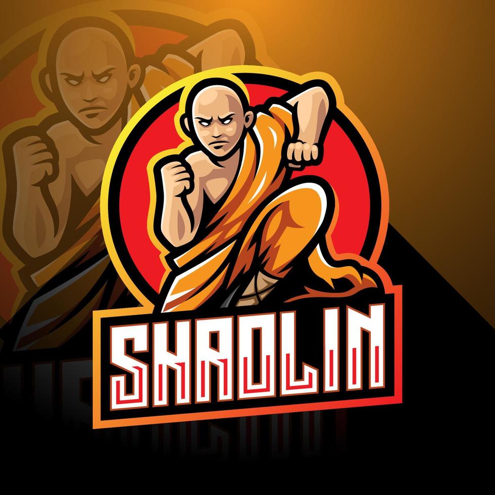 diseño de logotipo de la mascota de shaolin esport vector