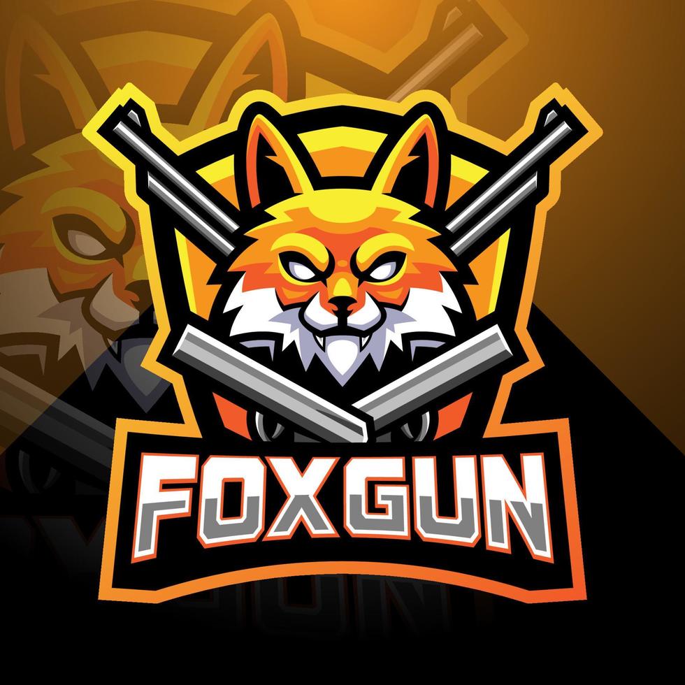 Fox gun esport mascot logo design vector