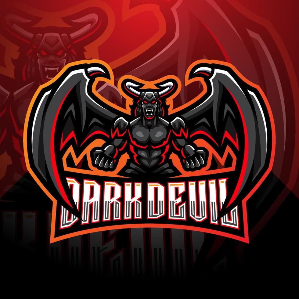 diseño del logotipo de la mascota del esport del diablo oscuro vector