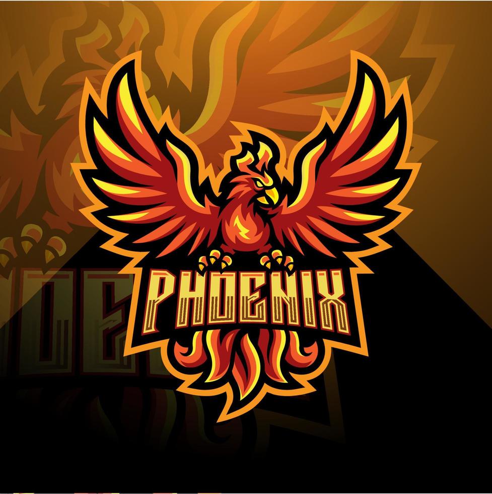 diseño del logotipo de la mascota de phoenix esport vector