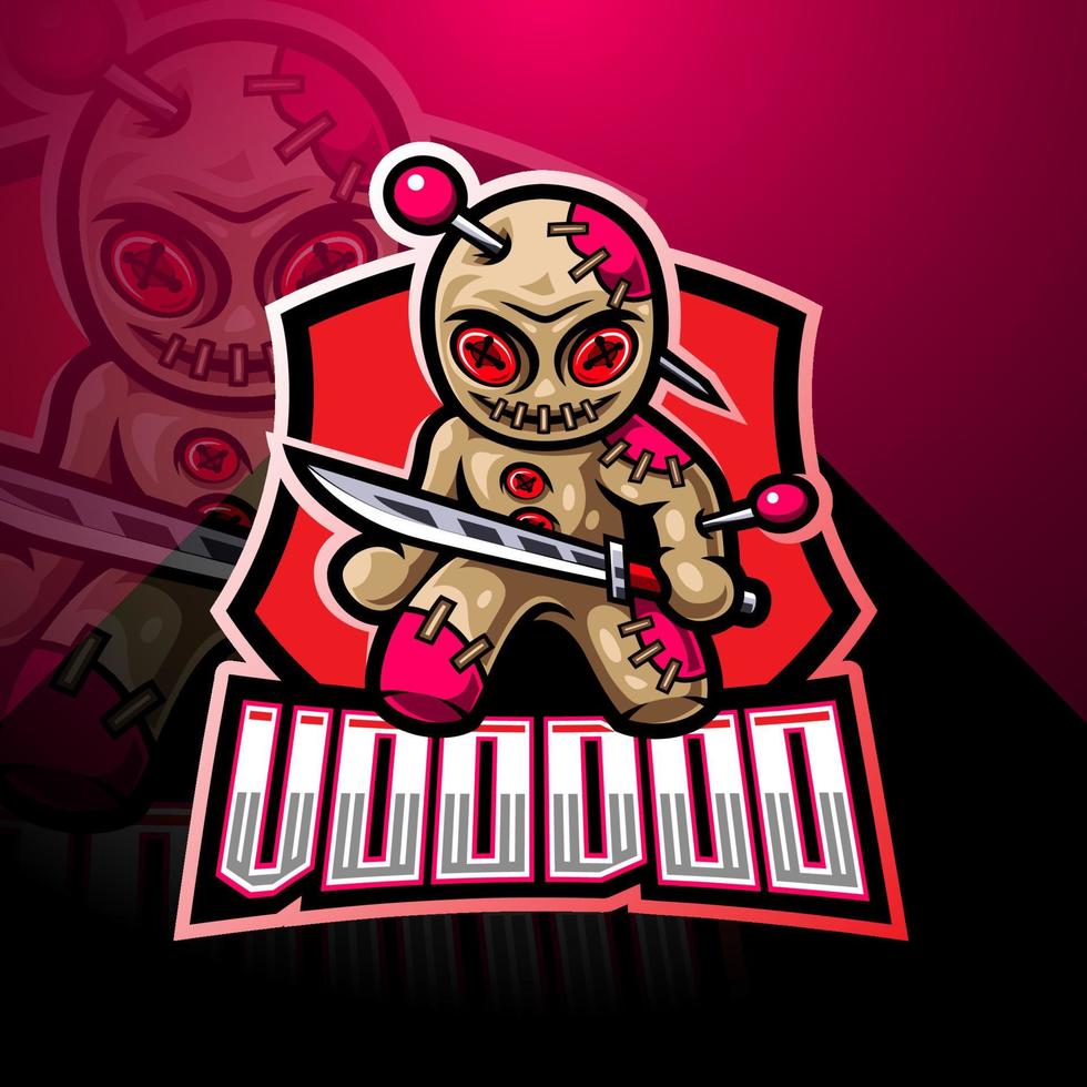 diseño de logotipo de mascota voodoo esport vector