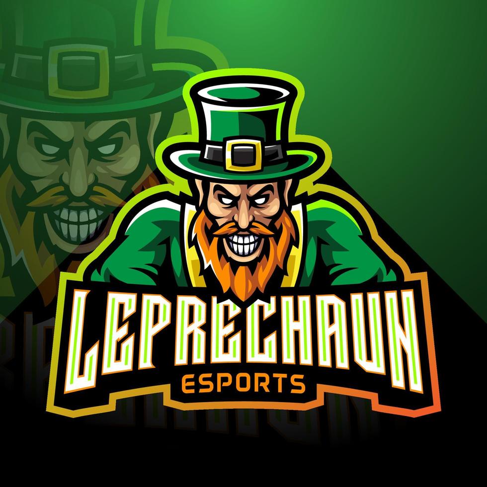 diseño de logotipo de mascota de leprechaun esport vector