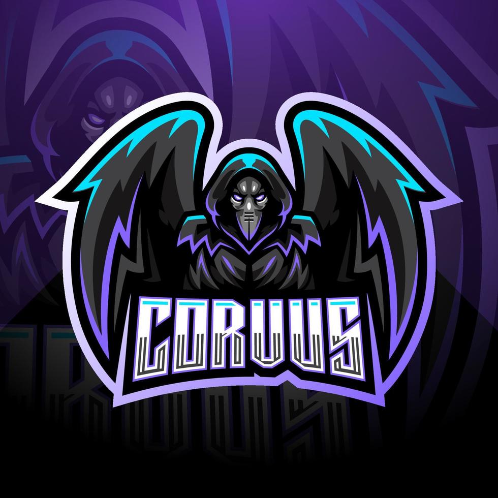 diseño de logotipo de mascota corvus esport vector