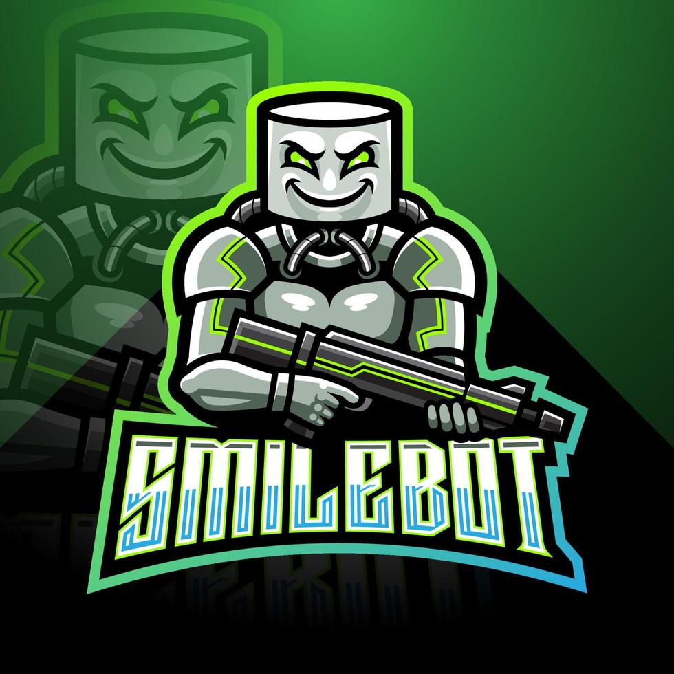 smile robot esport mascot diseño de logotipo vector