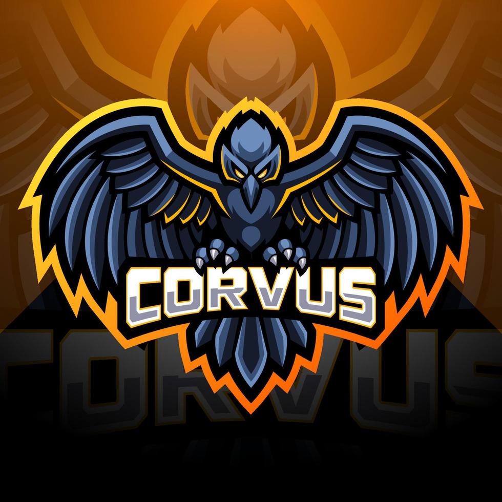 diseño de logotipo de mascota raven esport vector