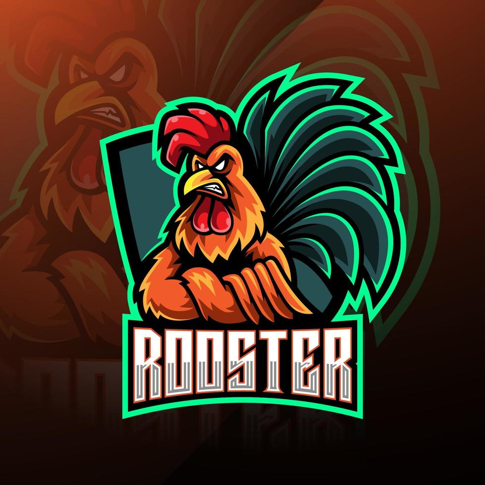 diseño de logotipo de mascota de gallo esport vector