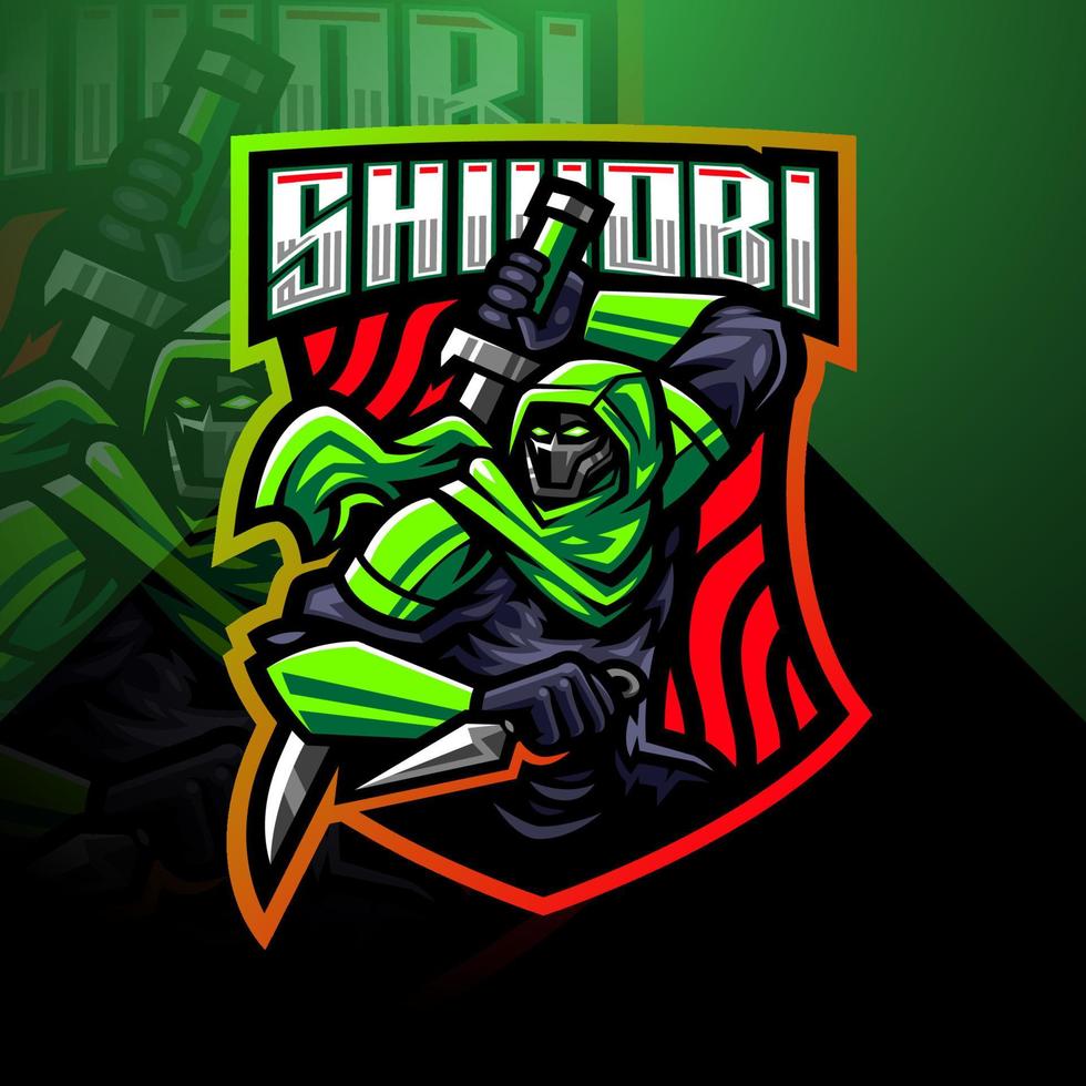 diseño de logotipo de mascota shinobi esport vector