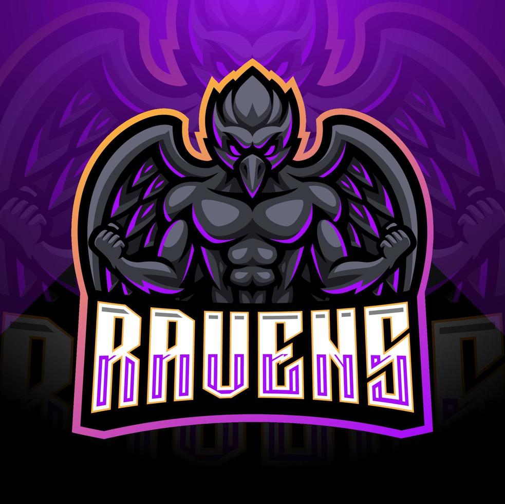 Raven esport mascot logo design vector