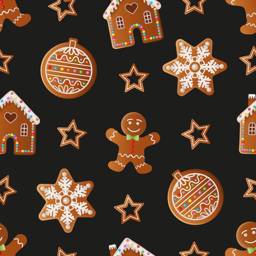 christmas seamless pattern with gingerbread cookies. texture with christmas cookies vector