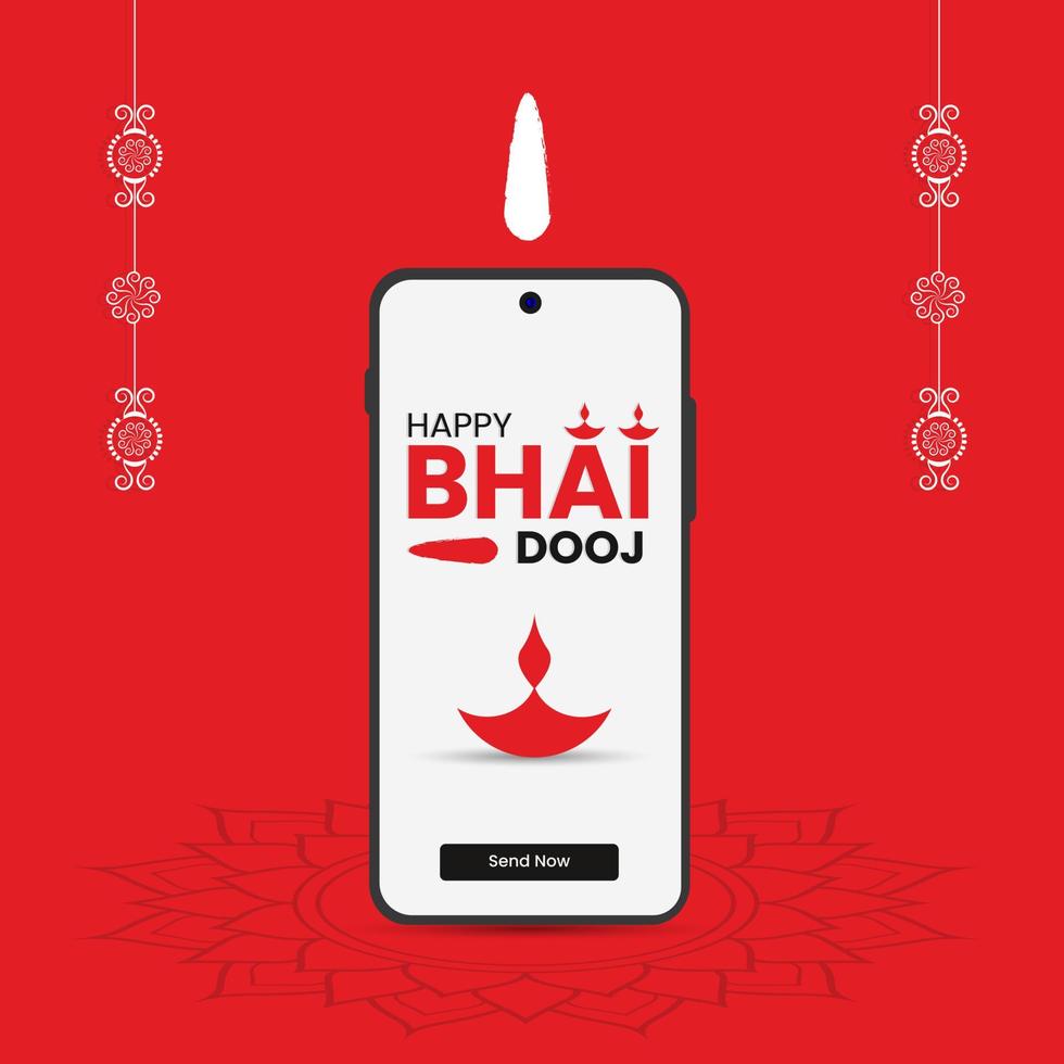 bhai dooj celebration of brother-sister wishes vector