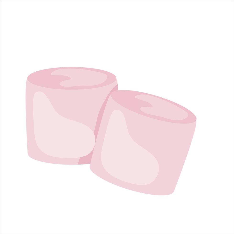 Marshmallow for drinks isolated on white background.Sweet Pink Treats. Vector Illustration