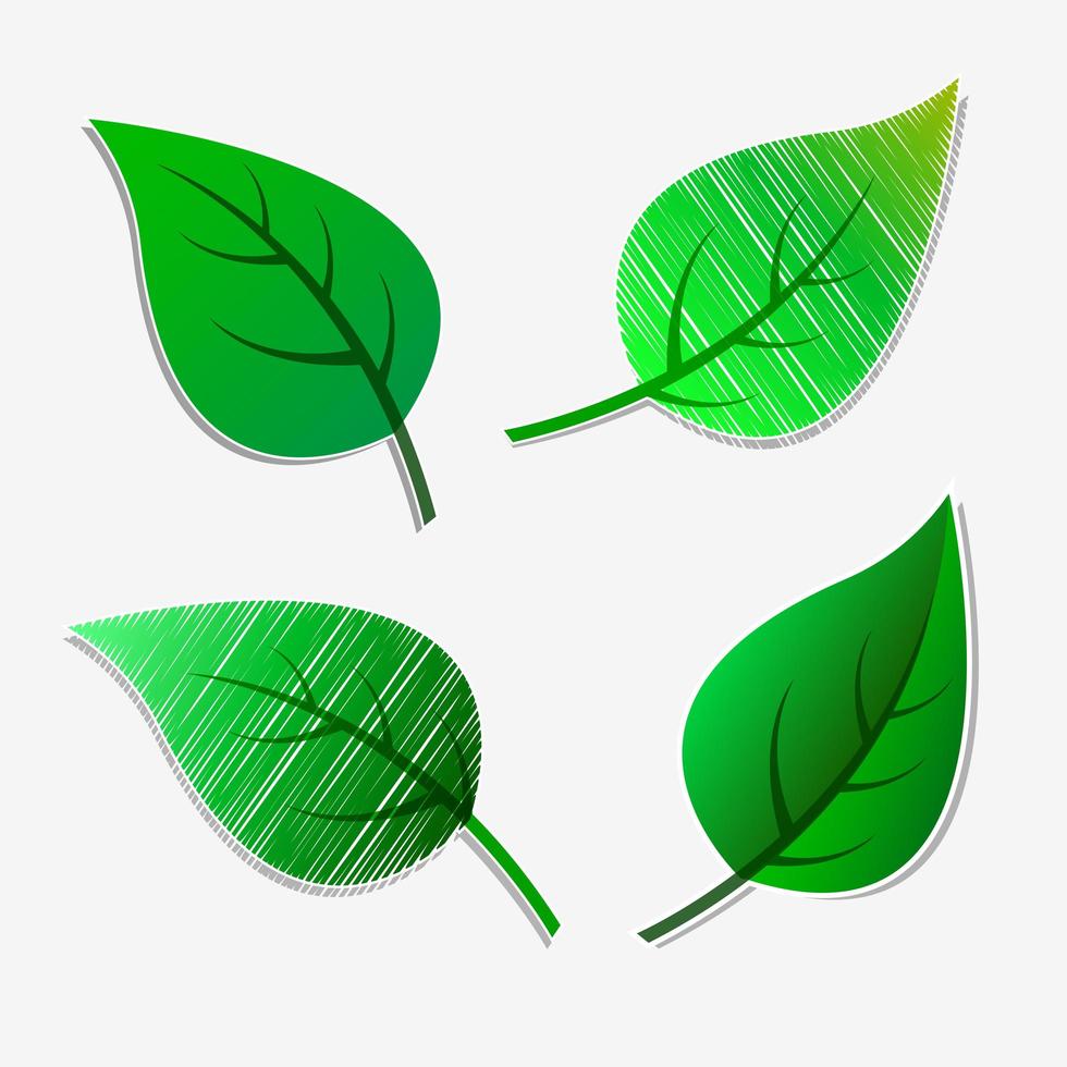 Green leaves stickers vector