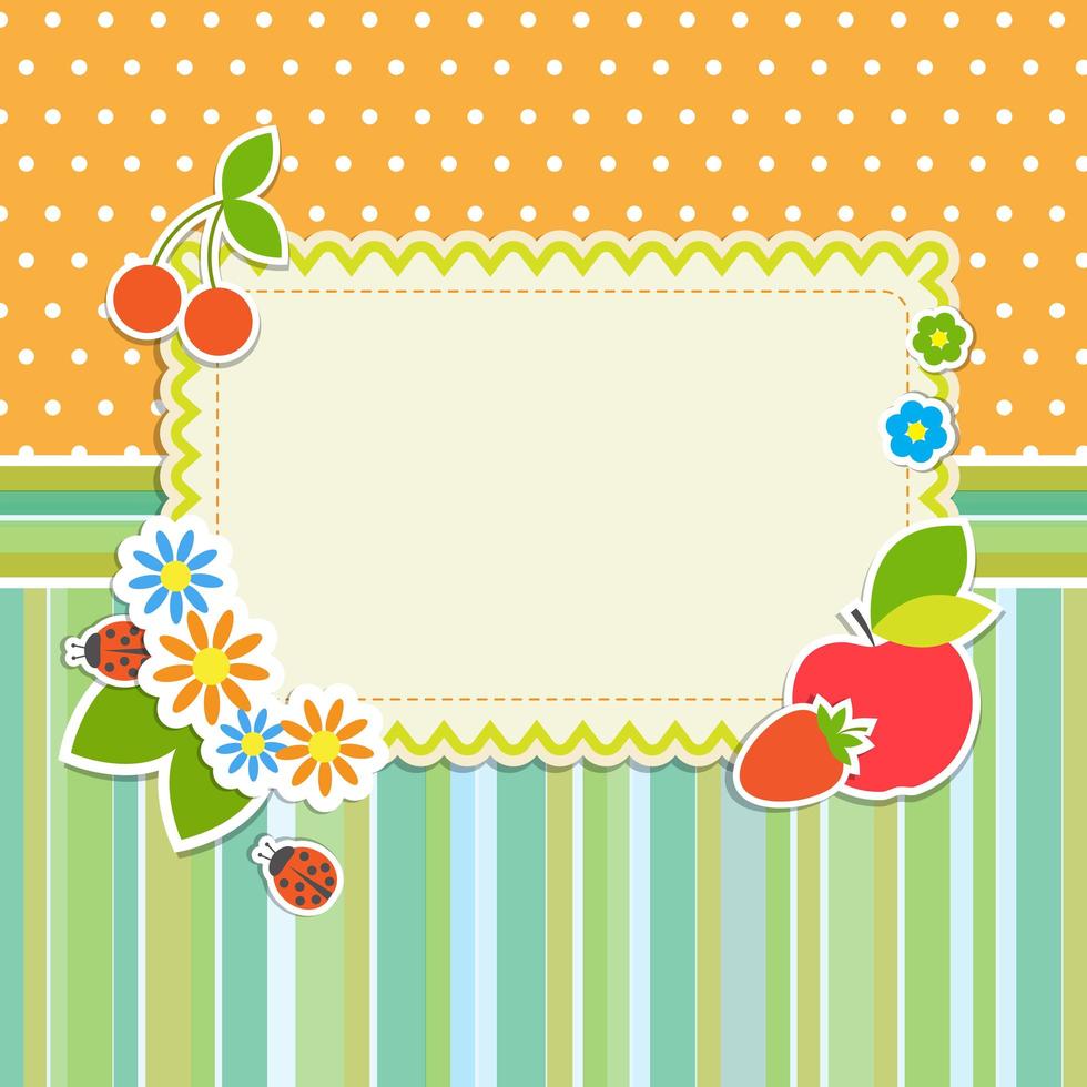 Frame with flowers and fruits vector