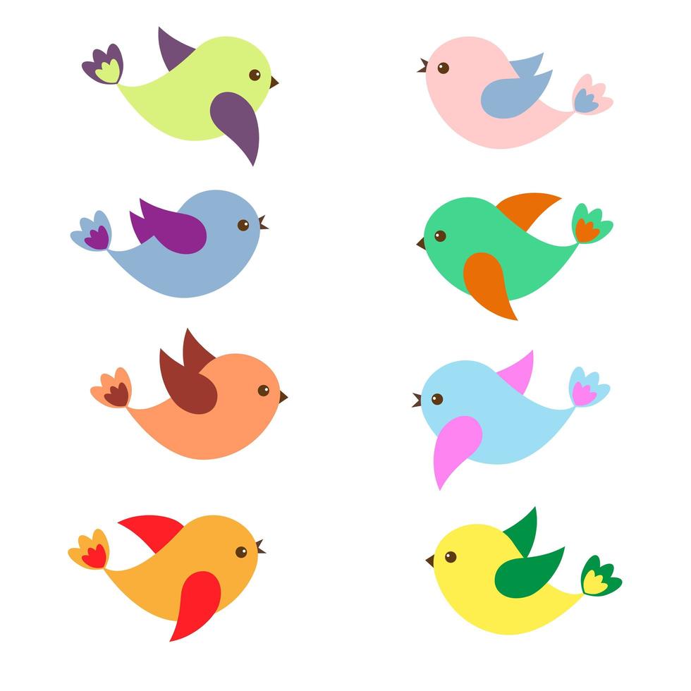 pájaros coloridos de primavera vector