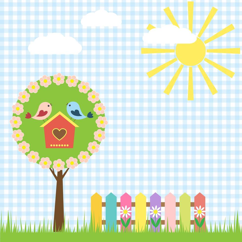 fondo de primavera con pájaros vector